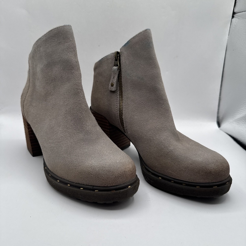 OTBT Montana Gray Leather Booties Heel Chunky Platform Sandals Sz 7 Y2K